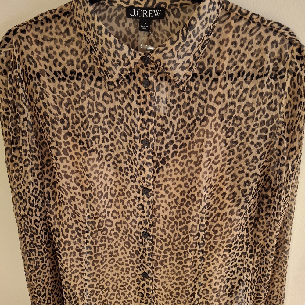 J. Crew Leopard Print Sheer Blouse